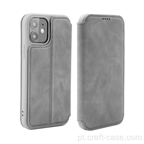 Capa flip vintage de couro para Galaxy S21